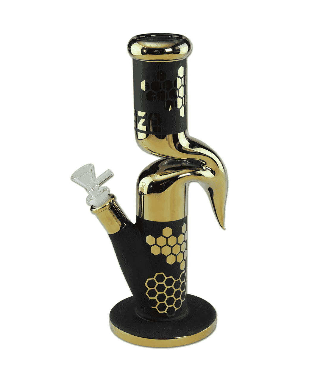 BLAZE Zickzack Bong in schwarz Gold für das perfekte Raucherlebnis.
