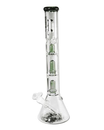 Detailaufnahme des BL Logos auf der blauen Beaker Icebong mit doppeltem Ufoperkolator