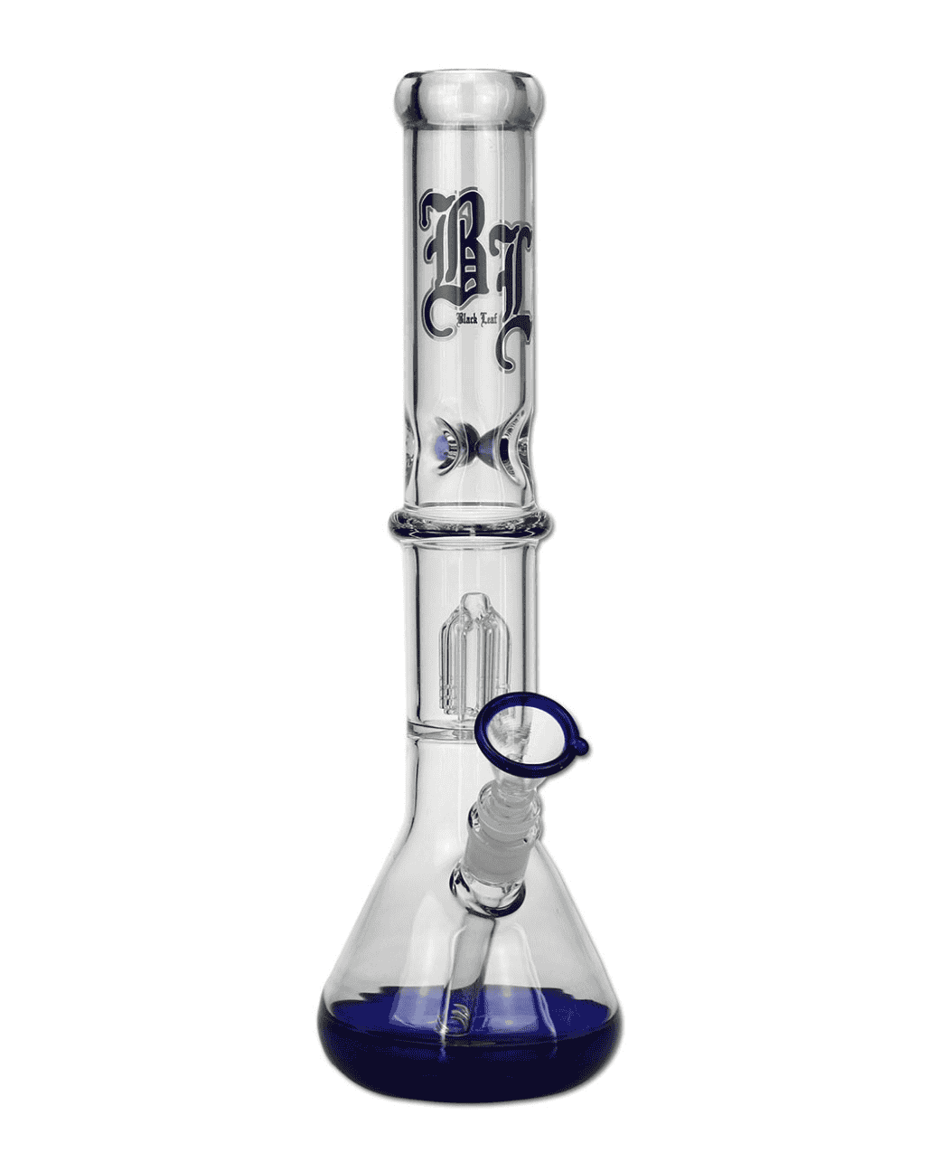 Blaue Black Leaf Glasbong mit 4-Arm Perkolator und Icefunktion