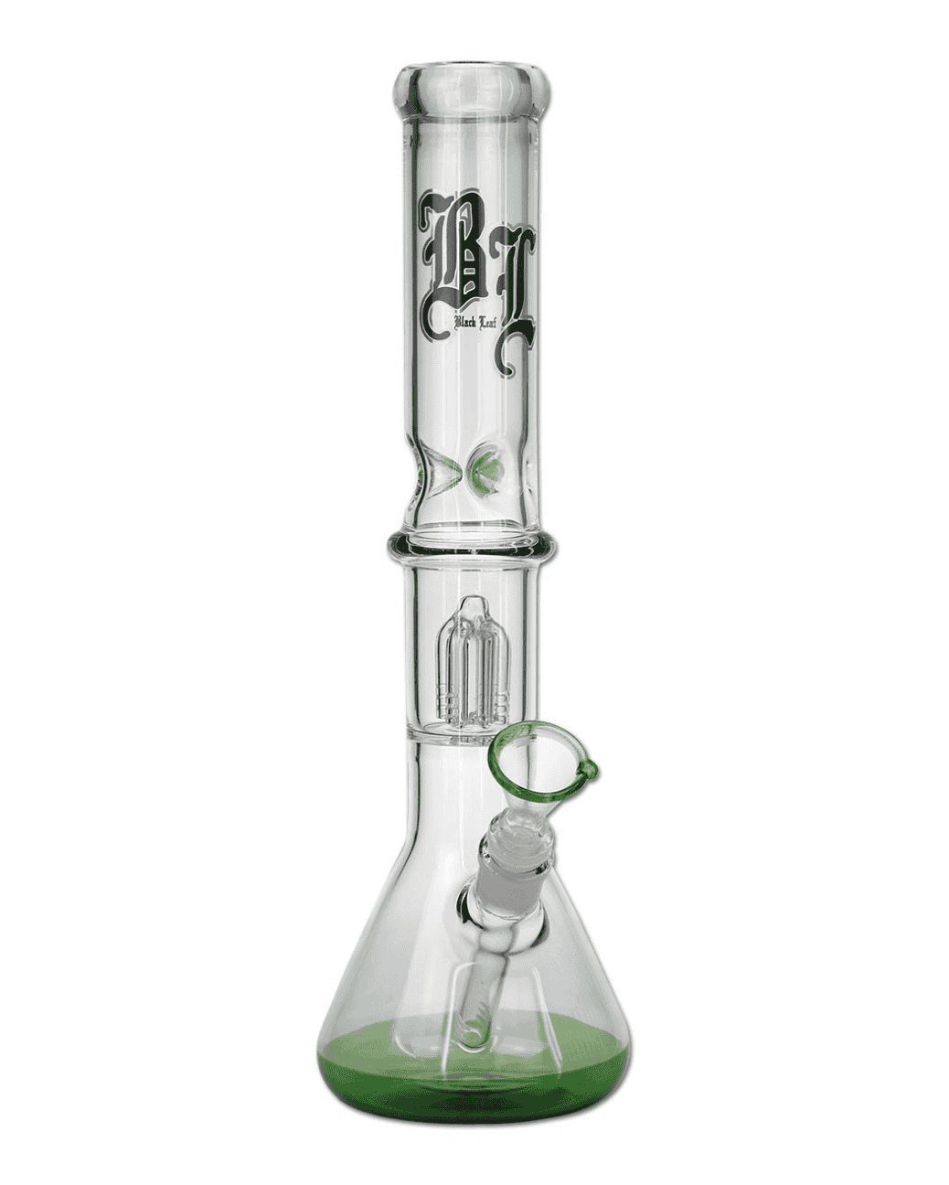 Grüne Black Leaf Glasbong mit 4-Arm Perkolator und Icefunktion