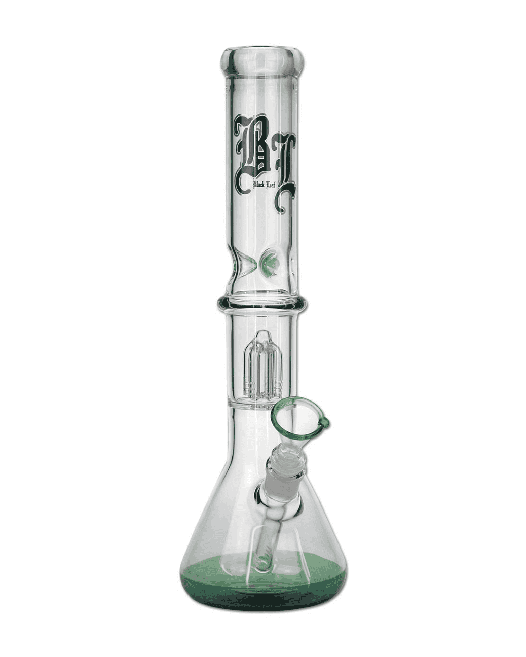 Seegrüne Black Leaf Glasbong mit 4-Arm Perkolator und Icefunktion