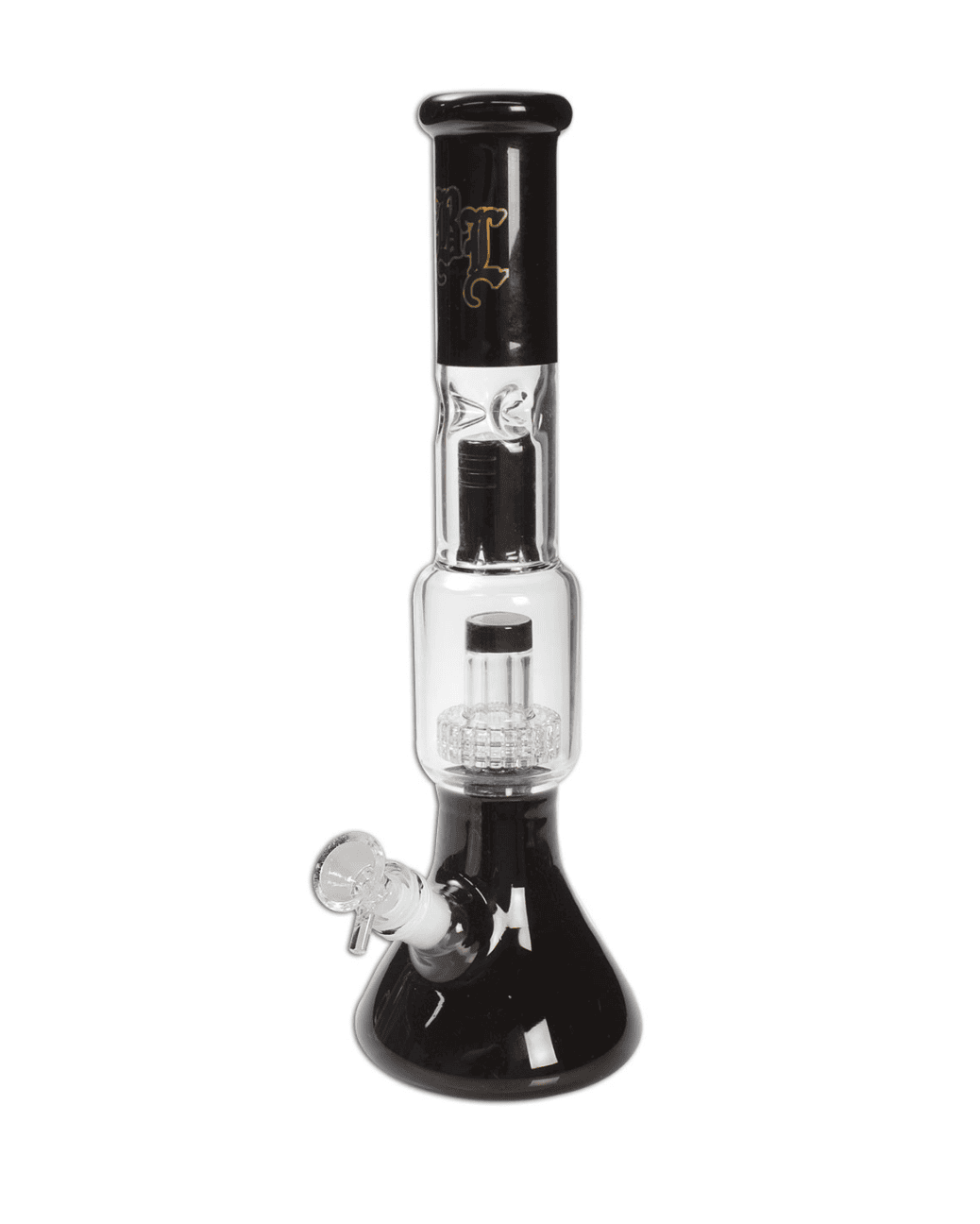 Schwarze Mehrkammerbong mit Kuppel- und Trommelperkolator sowie Icefunktion von Black Leaf
