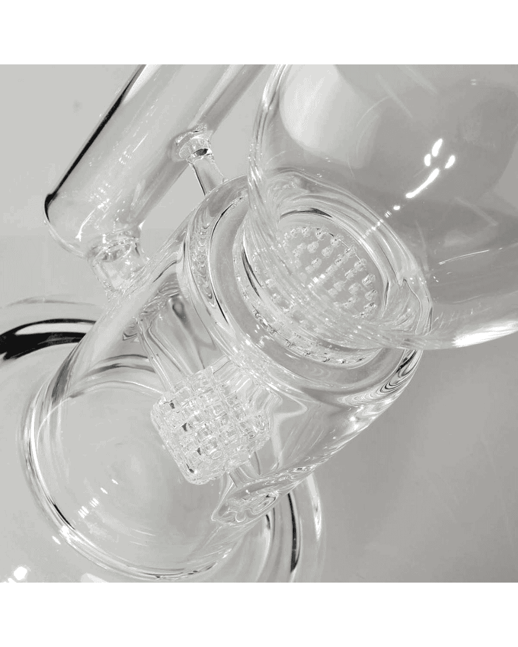 Detailansicht des Trommelperkolators der BL Icebong, gefertigt aus hochwertigem Borosilikatglas