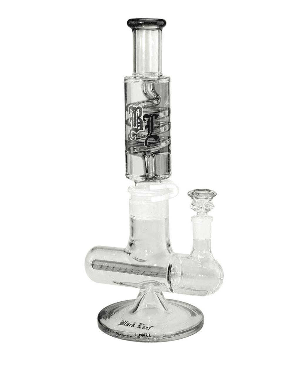 Nahaufnahme der Spirale der BL Liquid Bong, aus robustem Borosilikatglas in blau