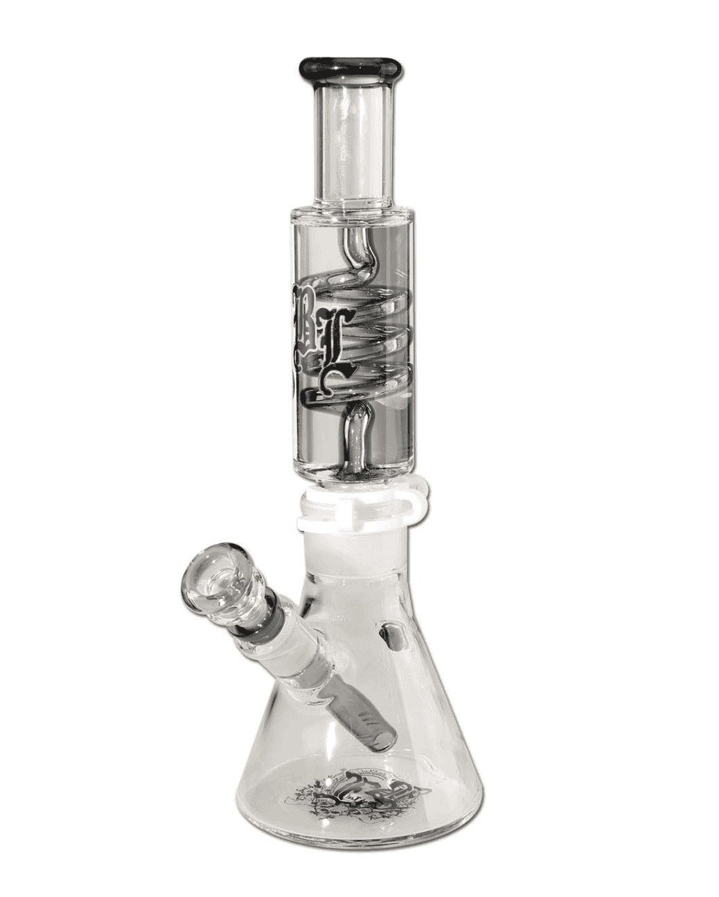 Top-Down-Ansicht der BL Liquid Bong mit 32mm Durchmesser, zeigt das Mundstück und den Schlitz Diffusor Chillum