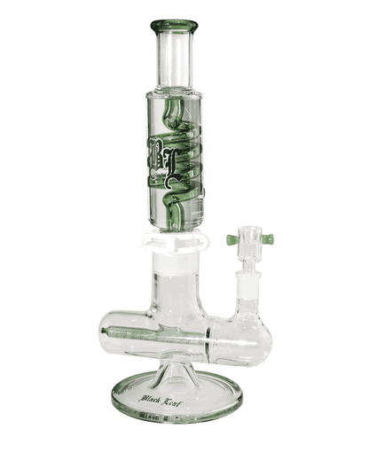 Gesamtansicht der BL Liquid Bong mit Spirale und Inline Slit, aus blauem Borosilikatglas, Höhe 350mm