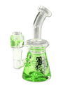 Gesamtansicht der BL Liquid Bong mit Trommelperkolator aus rotem Borosilikatglas, 180mm hoch.