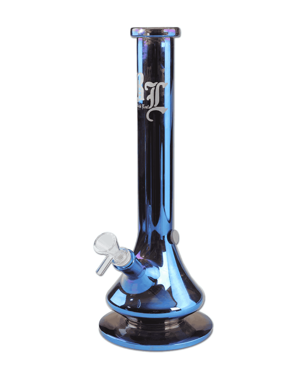 Zylinderbong Black Leaf Neverland 45cm – metallic blau mit Diffusor & Kickloch 