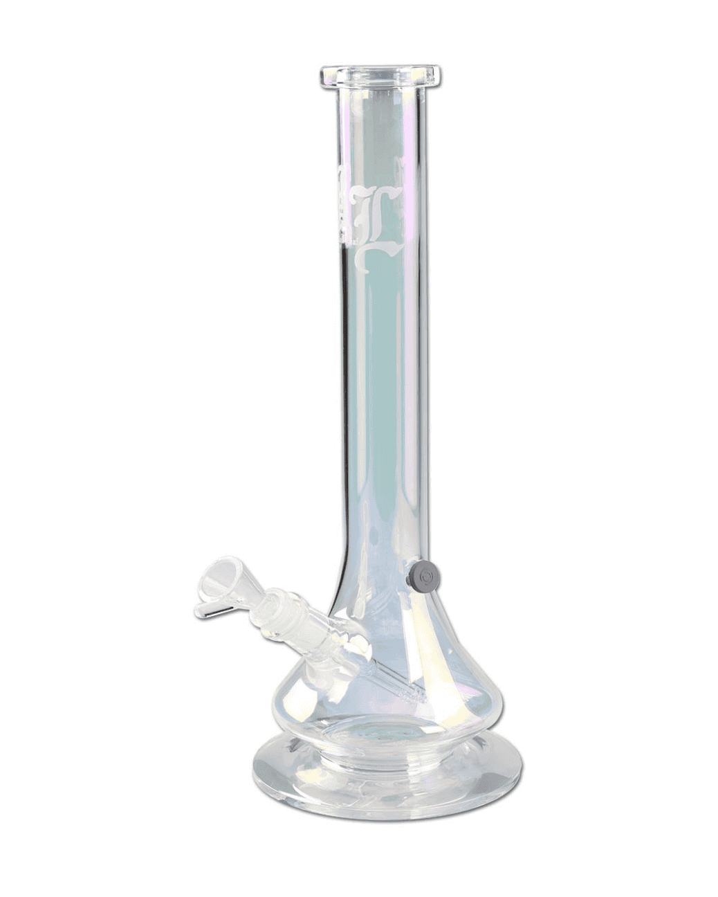 Zylinderbong aus klarem Borosilikat mit Metallic-Effekt, Diffusor & Kickloch – Black Leaf Neverland 45cm