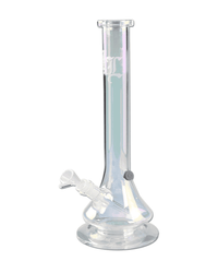 Zylinderbong aus klarem Borosilikat mit Metallic-Effekt, Diffusor & Kickloch – Black Leaf Neverland 45cm