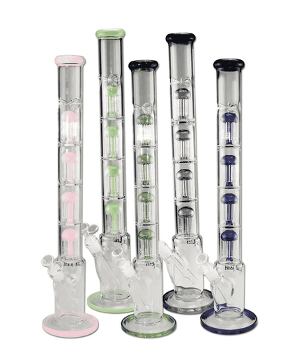 Seitenansicht der BL The Skyscraper Icebong mit blauem Borosilikatglas und Baumperkolator
