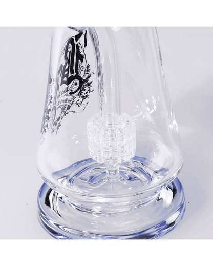 Gesamtansicht der BL Ölpfeife/Dab Rig aus Borosilikatglas mit Trommelperkolator, Höhe 210mm