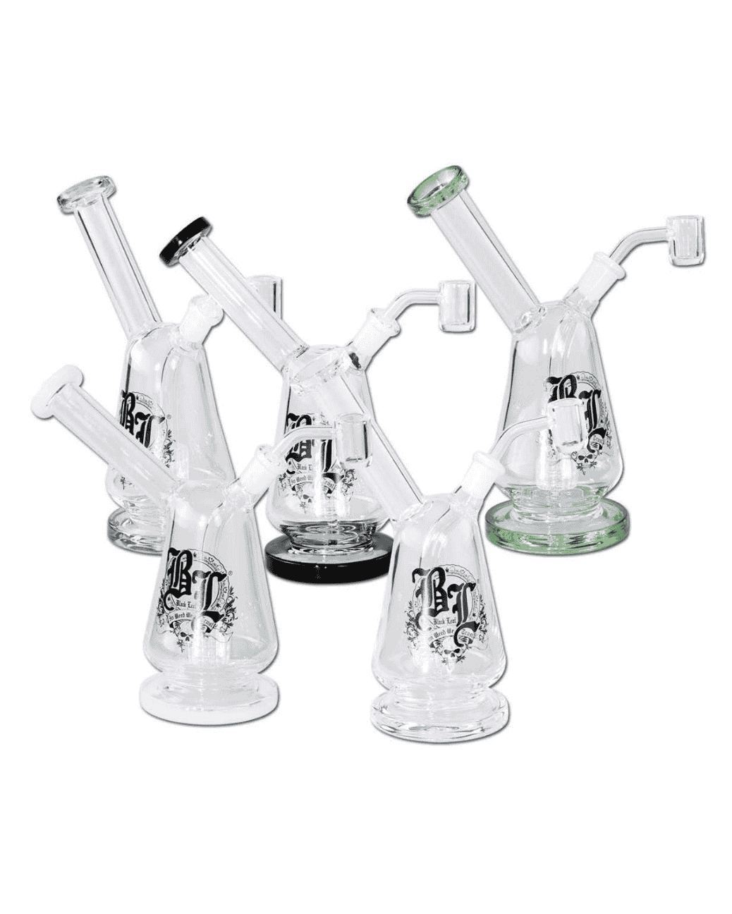 Seitenansicht der BL Ölpfeife mit Trommelperkolator aus Borosilikatglas, klares Design, Höhe 210mm
