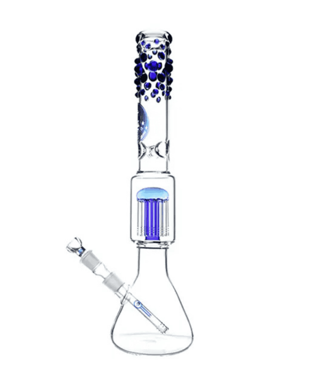 Beaker Bubble Heisenberg 12 Arm Perc Blue ICE Bong mit Chillum und Head in blau