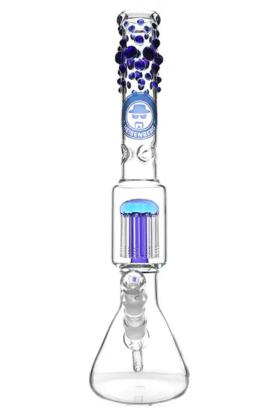Beaker Bubble Heisenberg 12 Arm Perc Blue ICE Bong mit Chillum und Head in blau