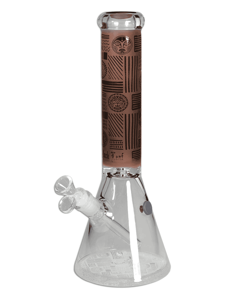 Nahaufnahme des Black Leaf Logos auf der grünen Beakerbong Ice