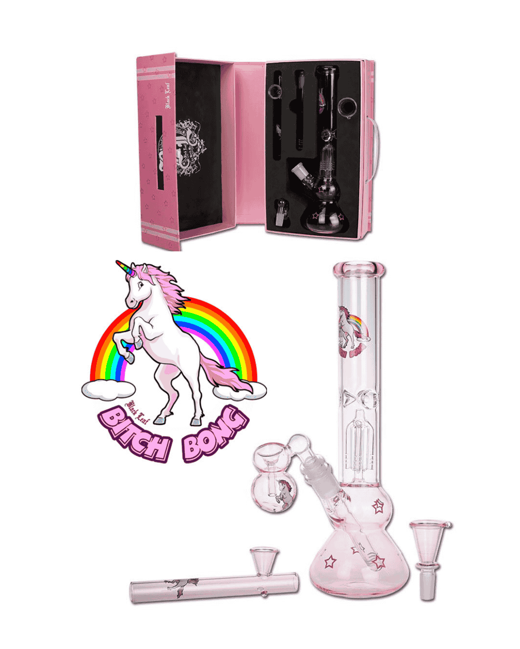 Icebong mit Einhornmotiv, 4-Arm Perkolator & Icekammer