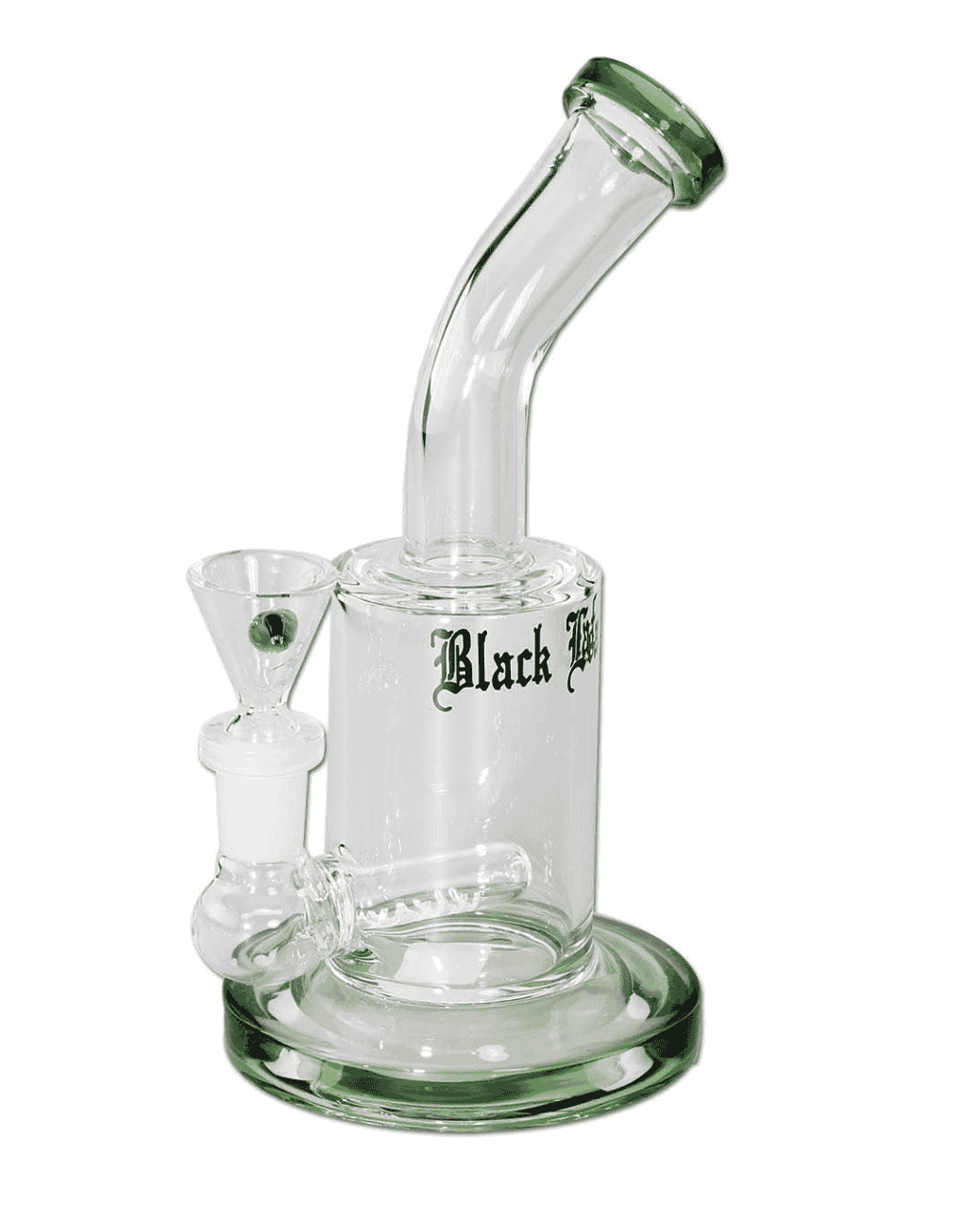 Detailansicht des hochwertigen Borosilikatglases des Black Leaf Bubblers, robust und langlebig.