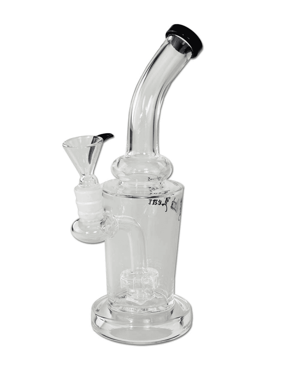 Gesamtansicht des Black Leaf Bubblers aus Borosilikatglas mit Duschkopfperkolator in Schwarz