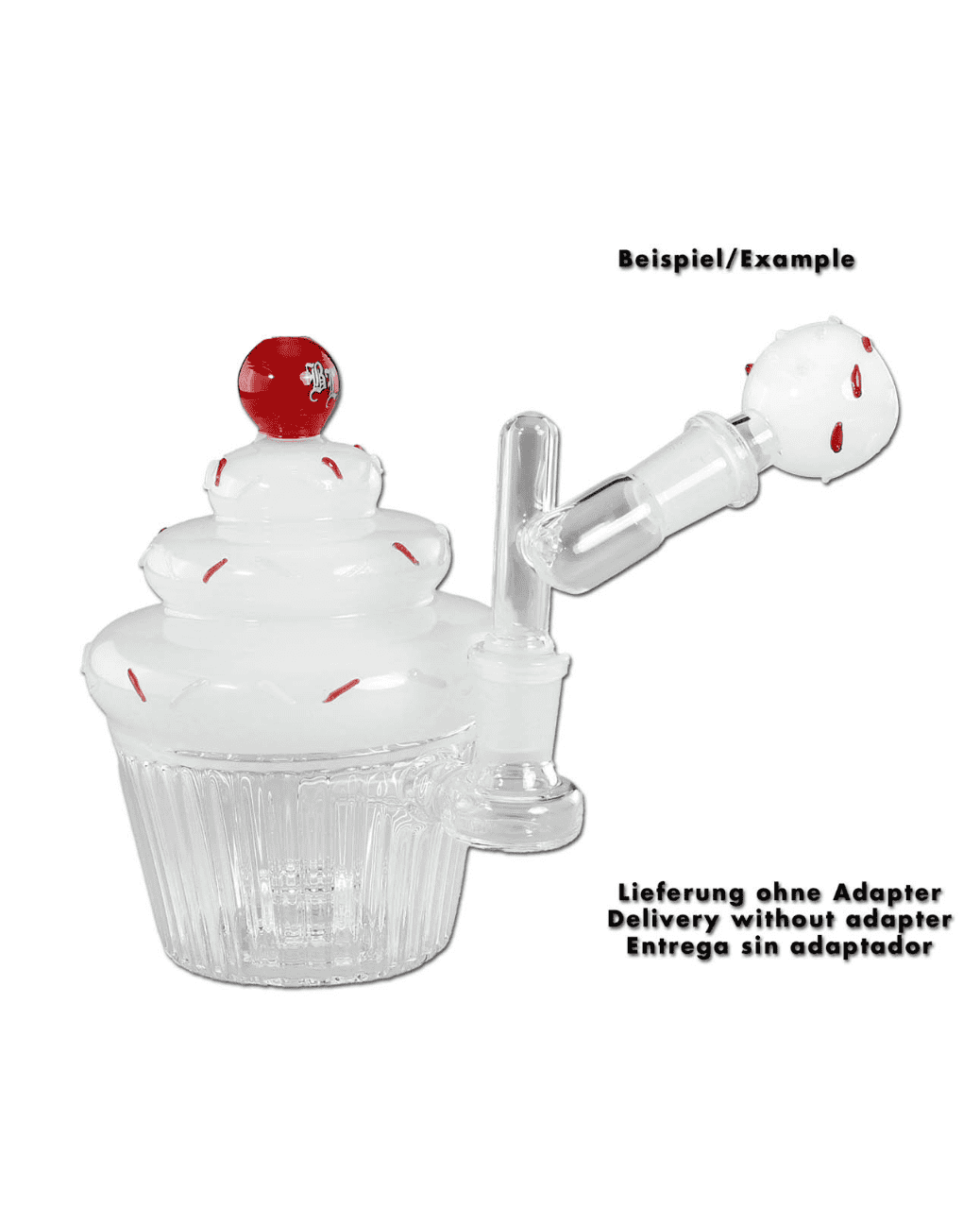 Seitenansicht der Black Leaf Glasbong CUPCAKE mit einer Höhe von 145mm und einem Durchmesser von 100mm