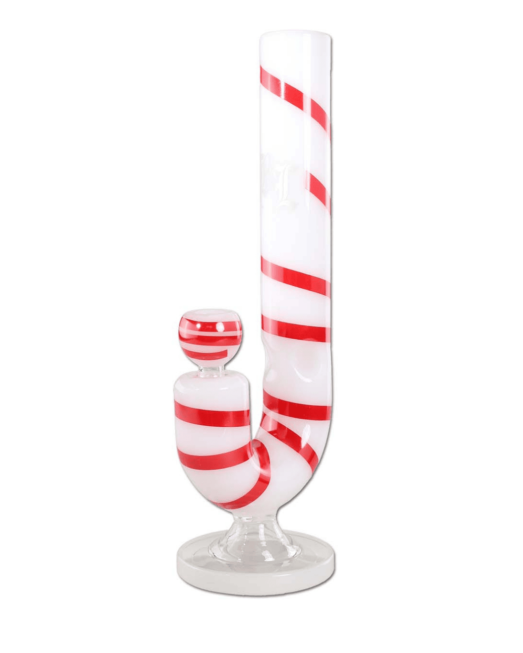 Gesamtansicht der Black Leaf Glasbong Ice CANDY CANE aus Borosilikatglas, Höhe 285mm