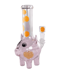 Vorderansicht der Black Leaf Glasbong PIGGY BANK aus Borosilikatglas mit Black Leaf Logo