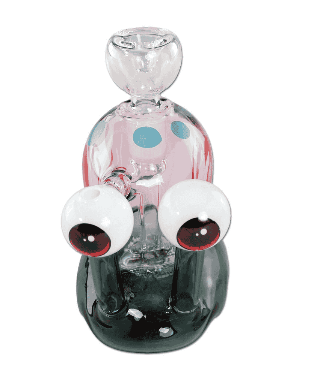 Nahaufnahme der Black Leaf Glasbong SNAIL, die das Perkolator-System zeigt