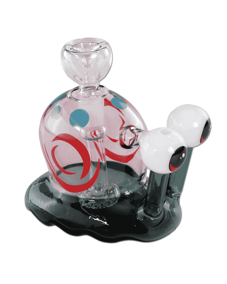 Vorderansicht der Black Leaf Glasbong SNAIL aus Borosilikatglas mit Black Leaf Logo