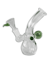 Frontansicht des Black Leaf Glasbubbler in Grün, hergestellt aus Borosilikatglas