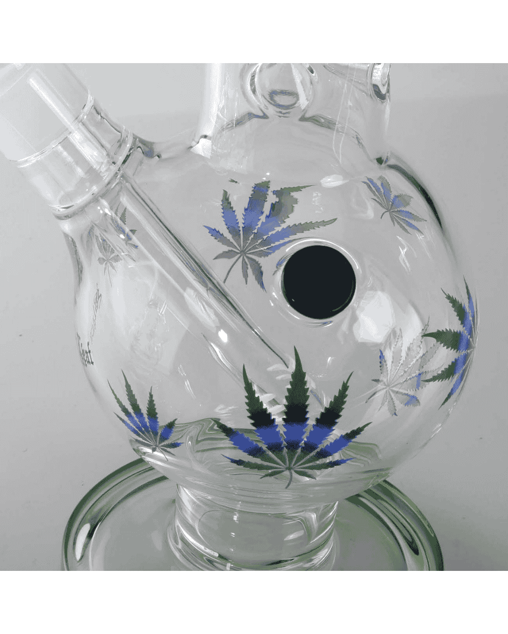Ansicht des ergonomisch gebogenen Mundstücks der Black Leaf Icebong gebogen GREEN LEAVES