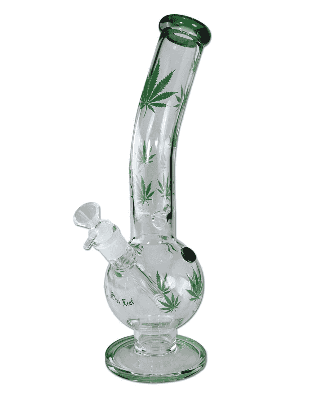 Detailansicht des Black Leaf Logos auf der Icebong gebogen GREEN LEAVES