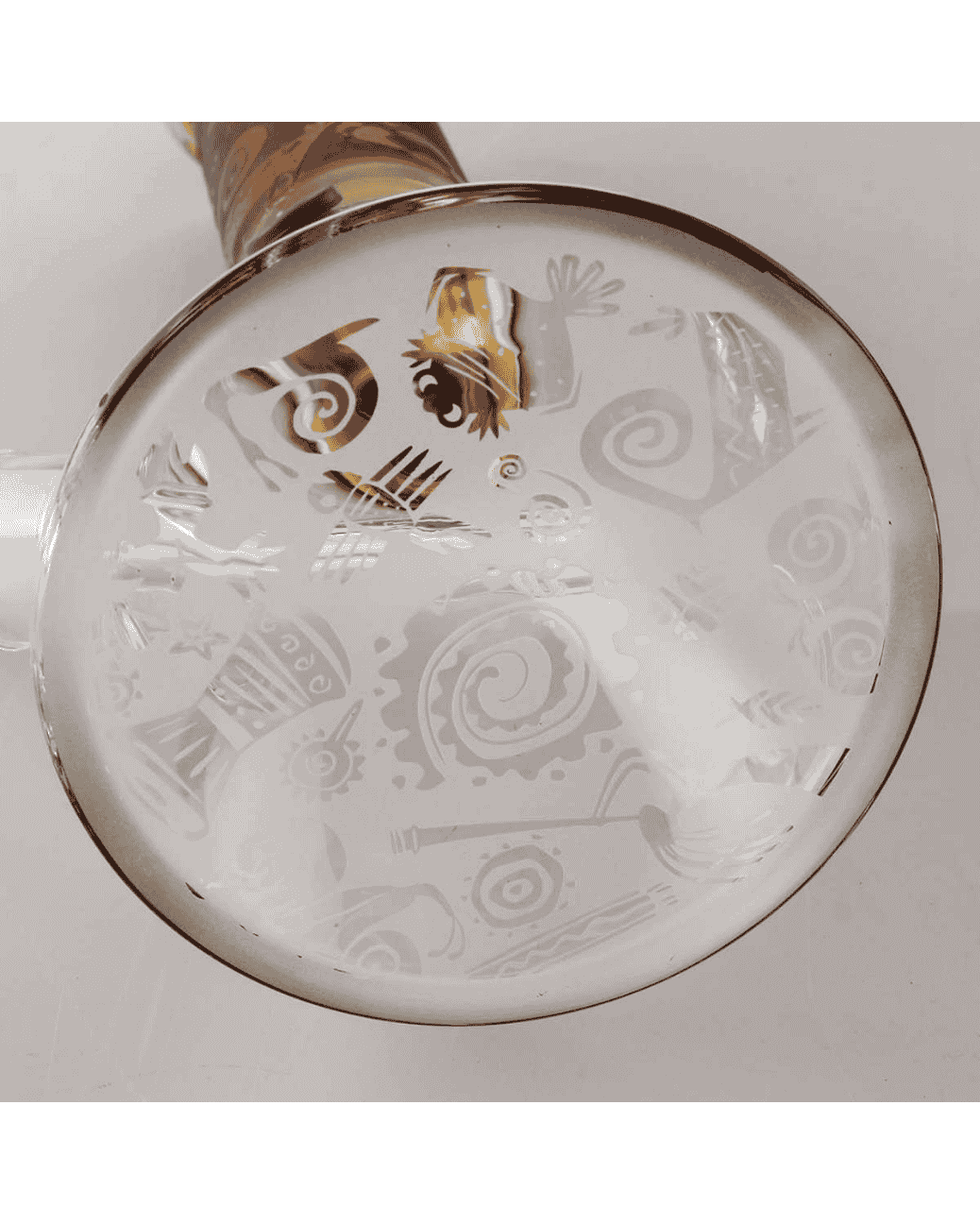 Seitenansicht der Black Leaf Kokopelli Beaker Bong Ice in amber mit 345mm Höhe