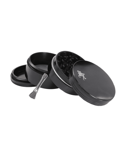 Schwarzer Alu-Grinder von Black Leaf mit Magnetverschluss und Diamantschliff