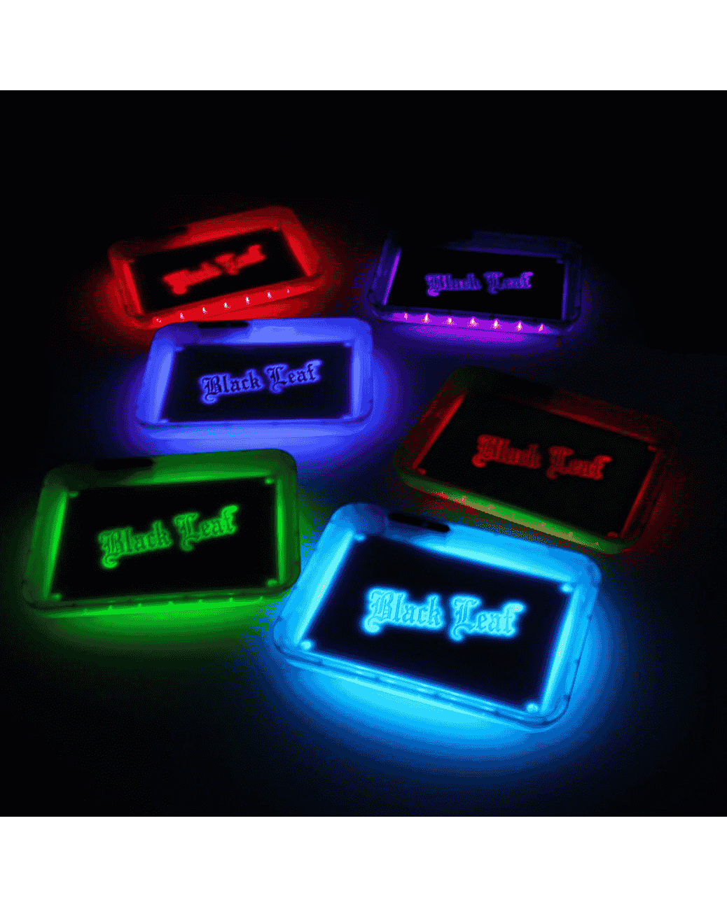Black Leaf LED Roll- und Mixtablett – Farbwechselnde Kunststoff-Unterlage mit USB-Aufladung