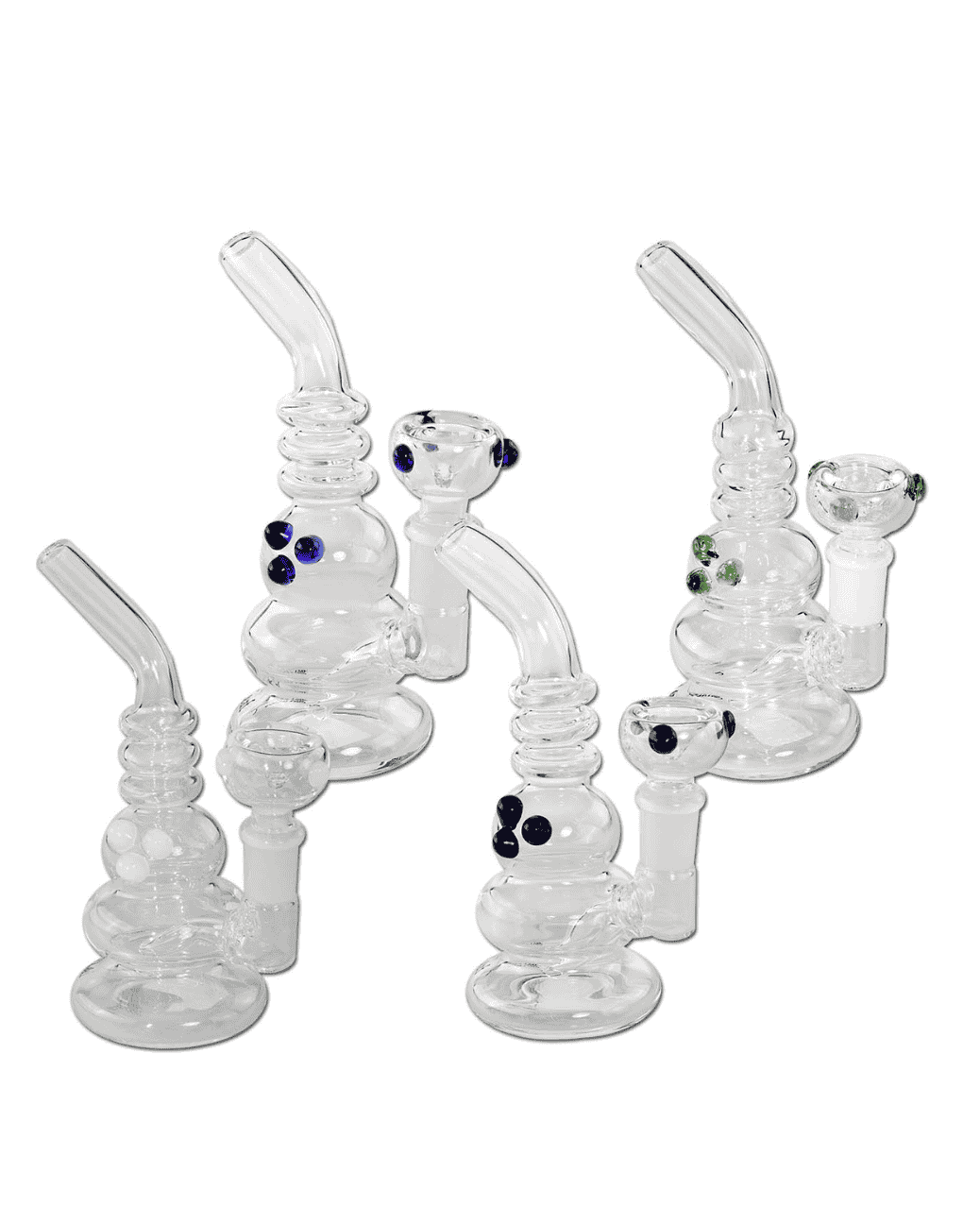 Detailansicht des hochwertigen Borosilikatglases des grünen Black Leaf Mini-Bubblers