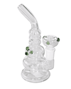 Gesamtansicht des Black Leaf Mini-Bubblers aus grünem Borosilikatglas mit 150mm Höhe