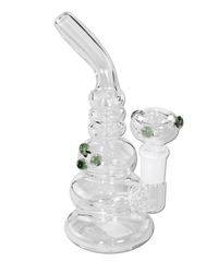 Gesamtansicht des Black Leaf Mini-Bubblers aus grünem Borosilikatglas mit 150mm Höhe