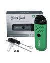 Seitenansicht des kompakten Black Leaf Mini-Vaporizers mit Black Leaf Logo