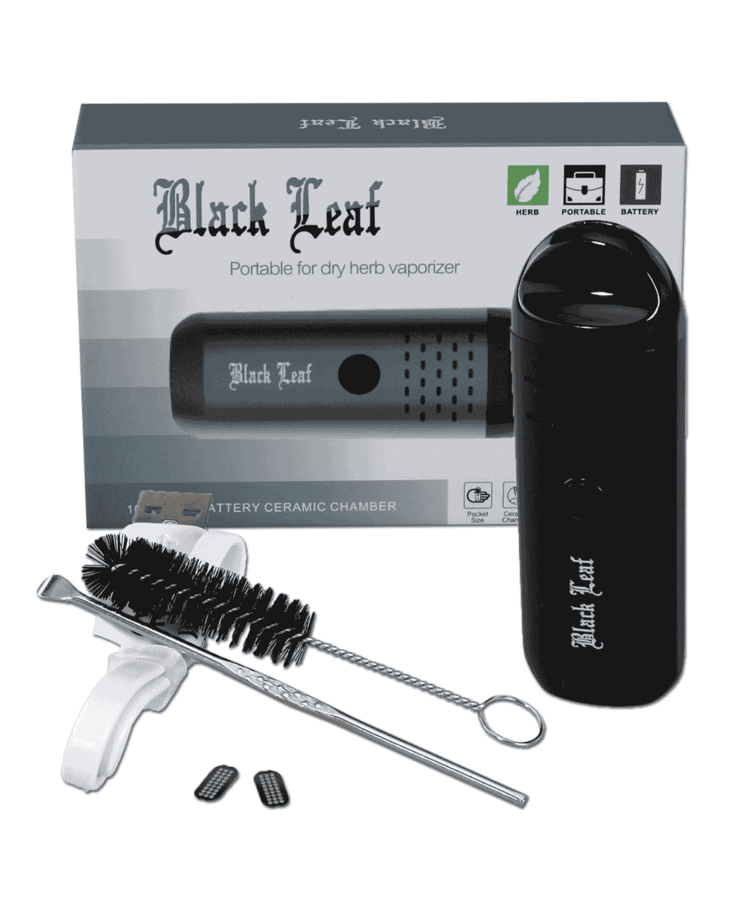 Black Leaf Mini-Vaporizer mit USB-C Anschluss und 1000mA/h Lithium-Polymer Akku