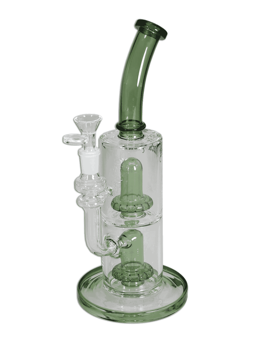 Vorderansicht der weißen Black Leaf Perkolatorbong mit dem markanten Logo