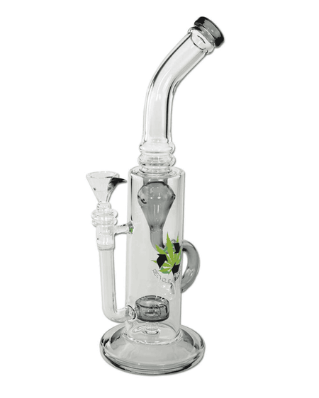 Gesamtansicht der Black Leaf Recycle-Bong mit Trommelperkolator in Grau, 310mm Höhe