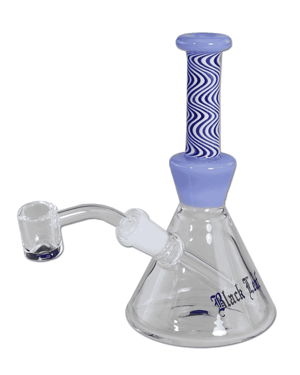 Gesamtansicht der Black Leaf Ölbong/Dab Rig in Blau aus Borosilikatglas, 160mm hoch, mit Lochperkolator.