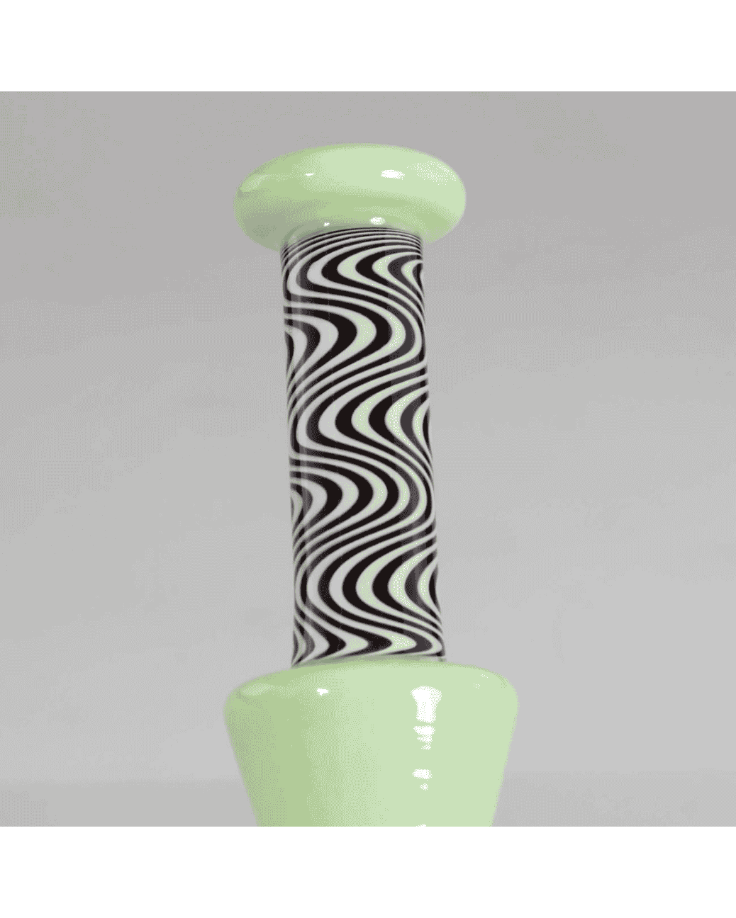 Vorderansicht der Black Leaf Ölbong/Dab Rig mit Lochperkolator, hellgrün