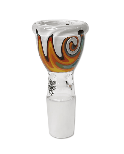 Nahaufnahme des 18,8 mm Schliffs des Bong Kopfs Swirl Rainbow