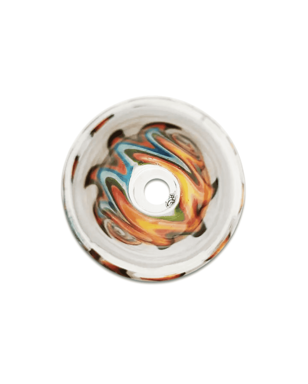 Seitenansicht des Bong Kopfs Swirl Rainbow mit buntem Swirl-Muster