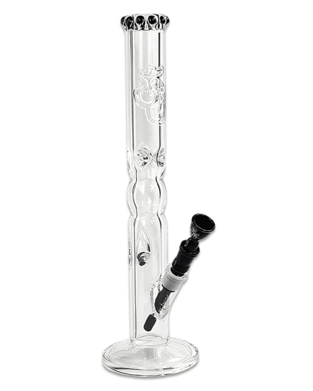 Bong 'Marokit' aus 9 mm Glas mit edlem schwarzen Kronen-Mundstück, 45 cm hoch