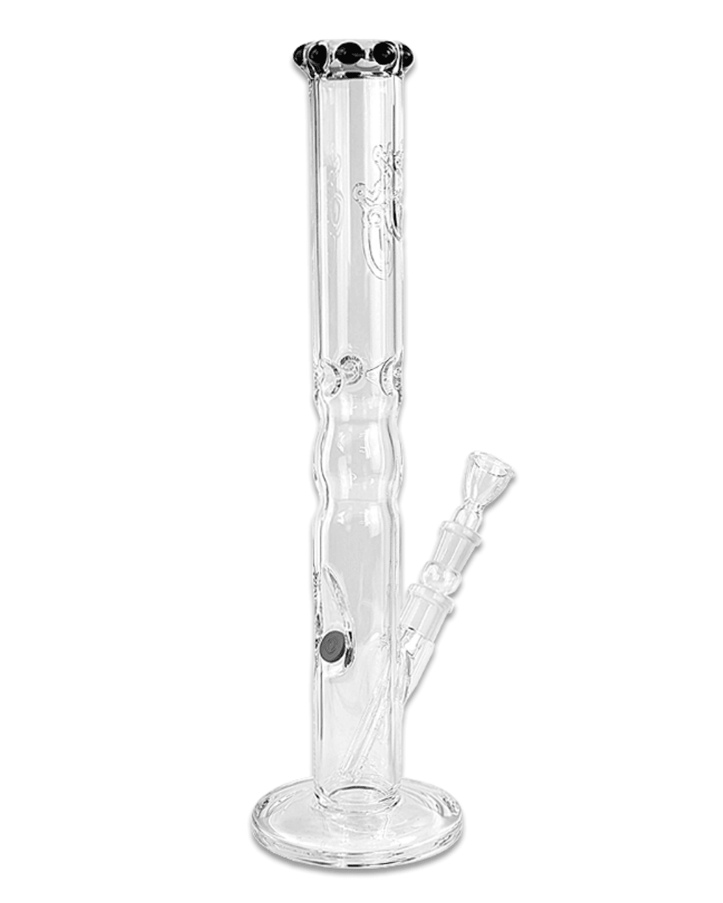 Elegantes schwarzes Kronenmundstück der Bong Morganit aus Borosilikatglas, Nahaufnahme