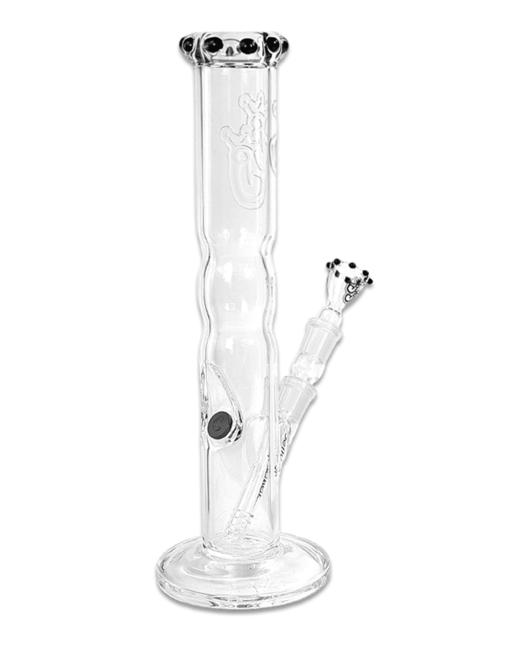 Nahaufnahme des schwarzen Kronenmundstücks der Bong Onyx, das optische Akzente setzt.