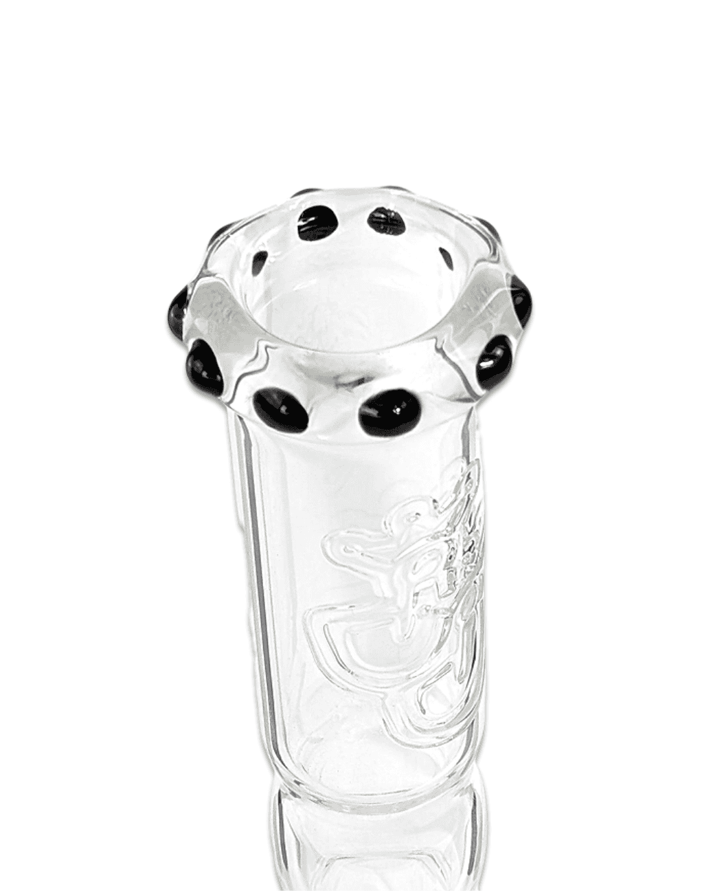 Abgeschrägtes Kickloch der Bong Onyx mit Kicklochgummi für zusätzlichen Komfort beim Rauchen.