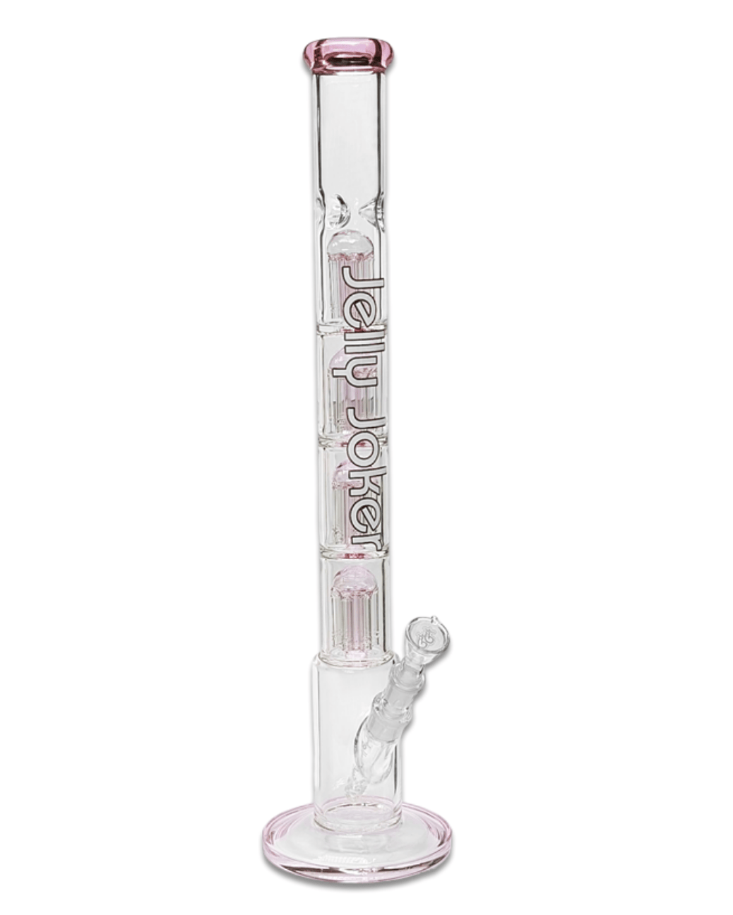 Gesamtansicht der Bong 'Pink Poppet Light' mit 58 cm Höhe, pinken Details und edlem Logo.